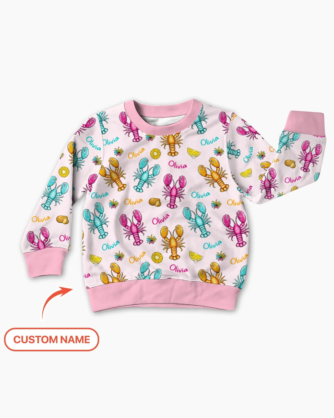 Personalisierter Name Krabben-Crew Bambus-Rundhals-Sweatshirt
