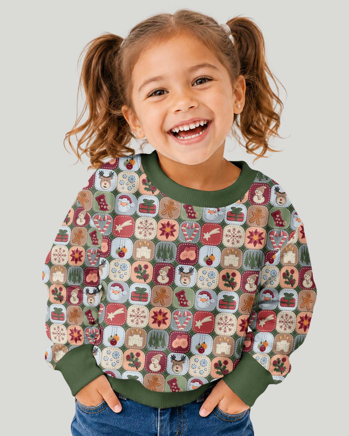 Christmas Felt Patchwork Bamboo Crewneck Sweatshirt
