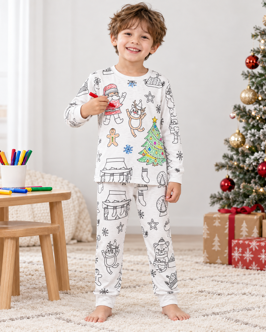 Christmas Colorable Bamboo Two Piece Pajama Set