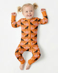 Ravens in a Pumpkin Patch - Orange Pink Bamboo Convertible Zippy