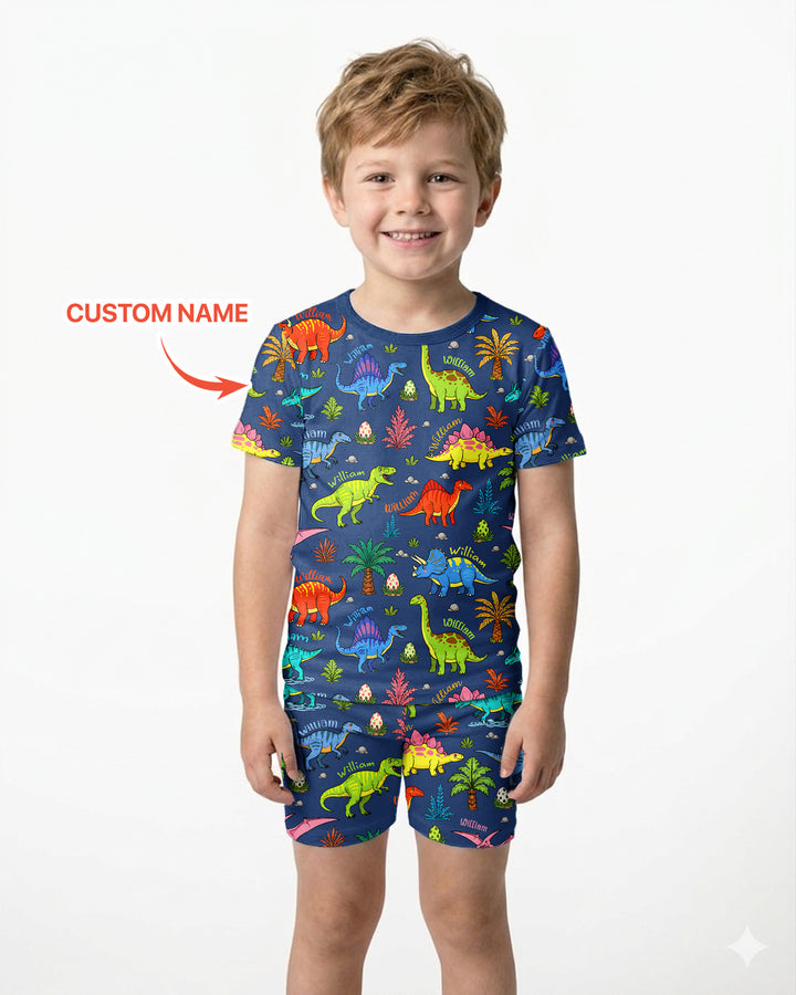 Zweiteiliges Pyjama-Set mit kurzen Ärmeln und Shorts im Sommer-Design