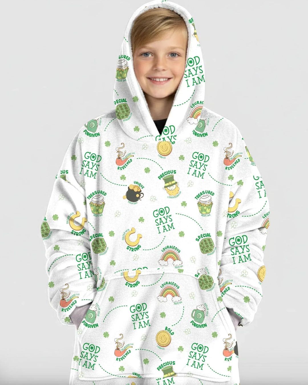 St. Patrick's Day Gott sagt, ich bin tragbare Bambusdecke Hoodie