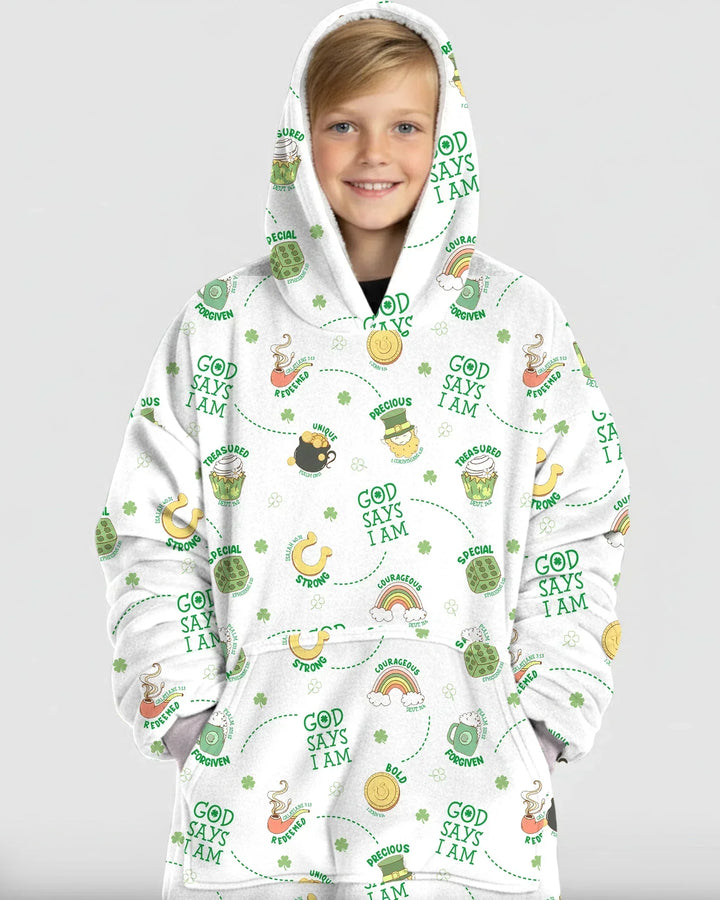 St. Patrick's Day Gott sagt, ich bin tragbare Bambusdecke Hoodie