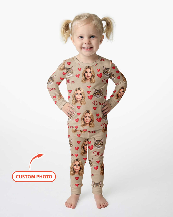 Custom Face Family Matching Bamboo Two Piece Long Sleeve Pajama Set