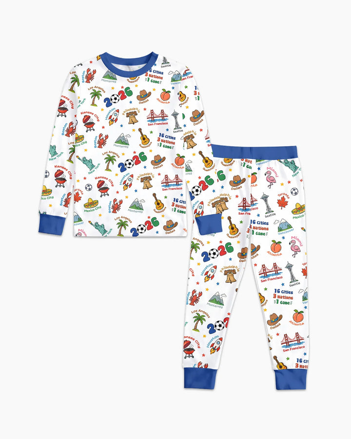 Zweiteiliges Langarm-Pyjama-Set mit Sommerfrüchten