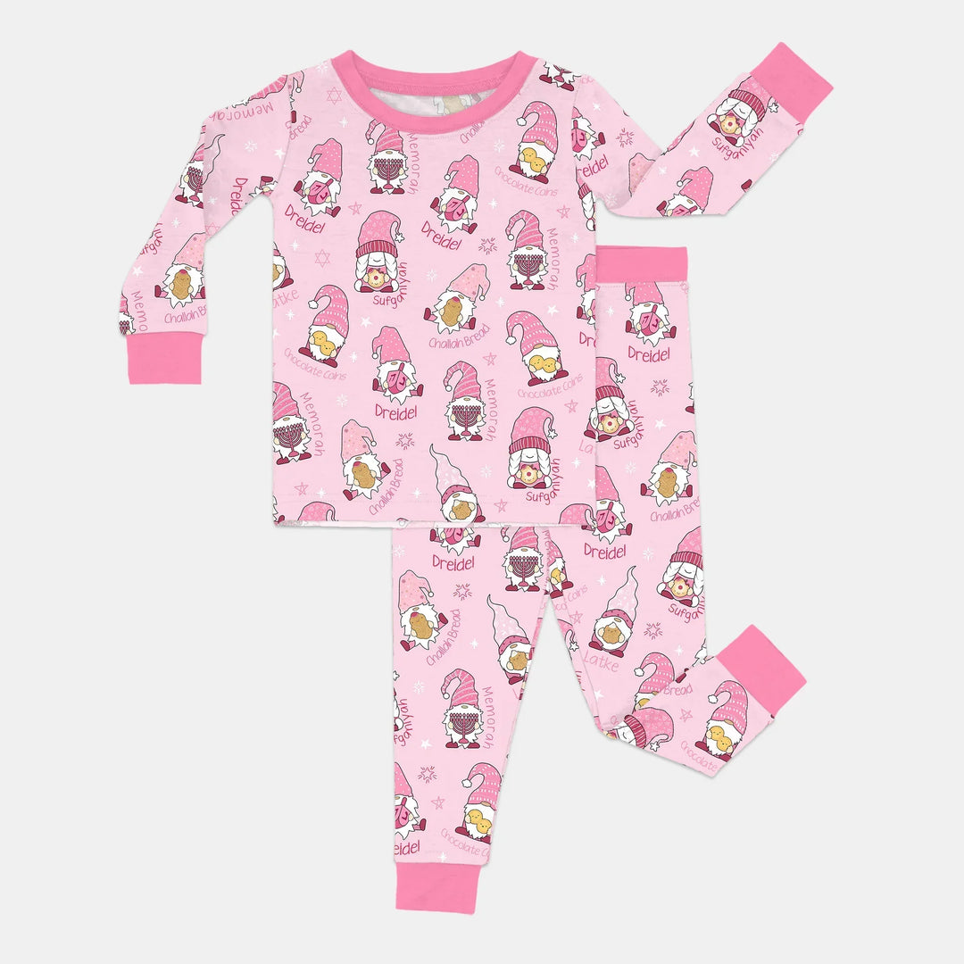 Happy Hanukkah Matching Family Two Piece Long Sleeve Pajama Set , Happy Hanukkah Matching Family Two Piece Long Sleeve Pajama Set - 12-18M / Girl