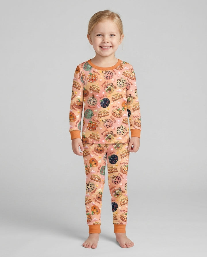 Zweiteiliges Langarm-Pyjama-Set mit Sommerfrüchten