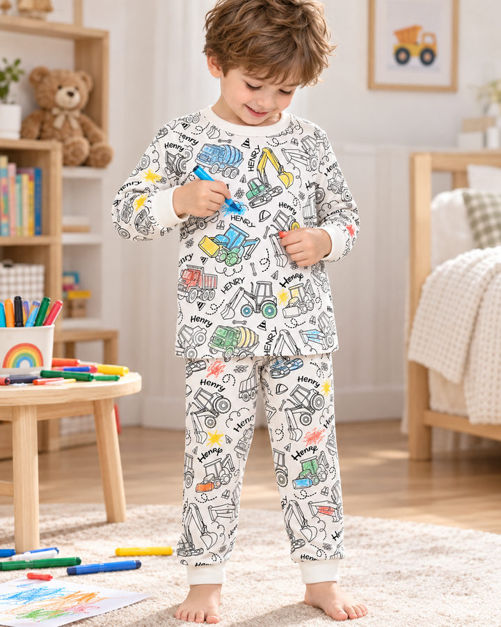 Zweiteiliges Langarm-Pyjama-Set mit Sommerfrüchten