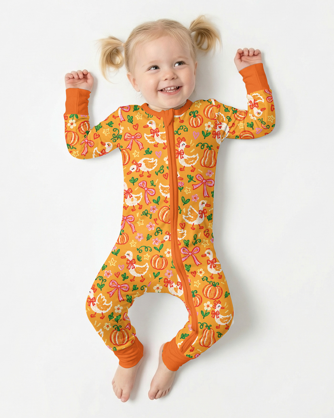 Cute Duck Pumpkin Fall Bamboo Convertible Zippy