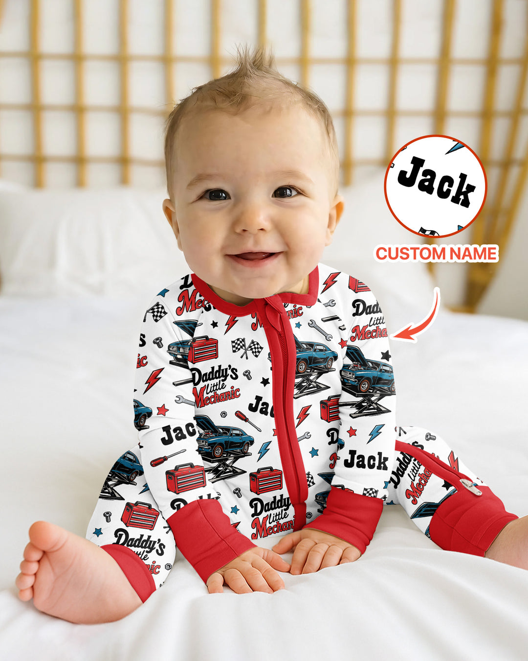 Custom Name Daddy's Little Mechanic Bamboo Convertible Zippy