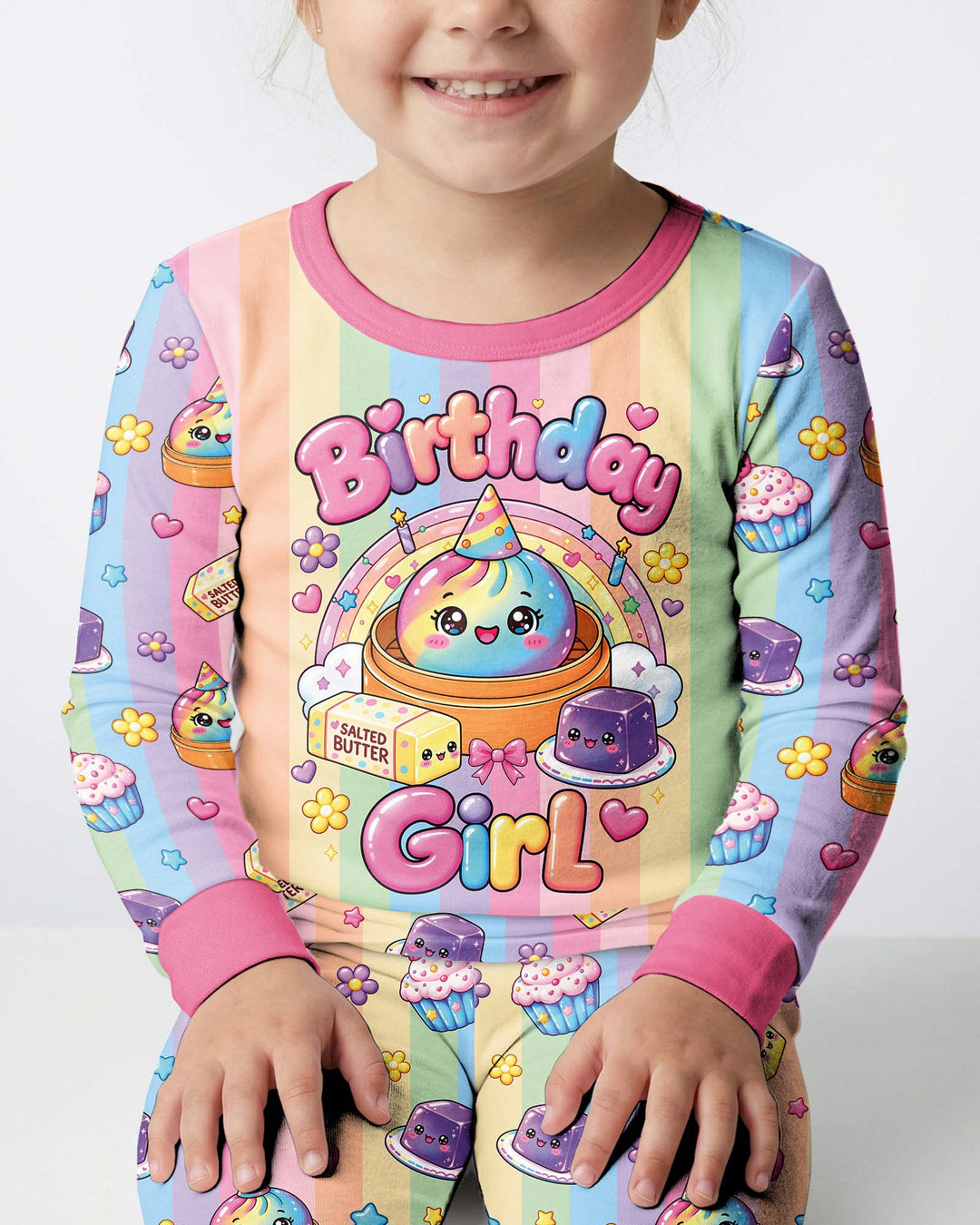 Personalized Squishy Party Birthday Girl Bamboo Two Piece Long Sleeve Pajama Set