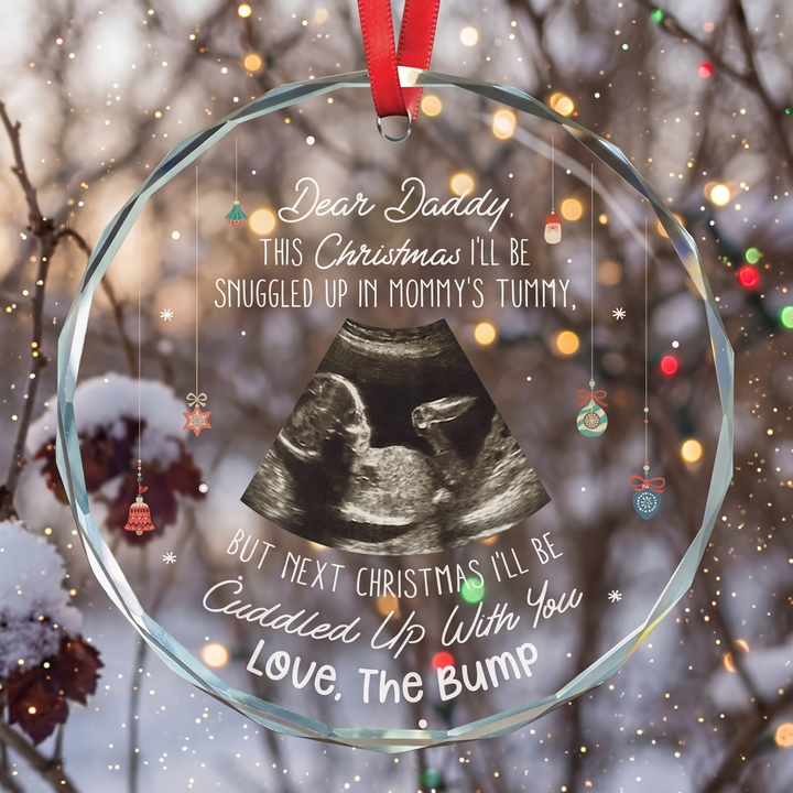 This Christmas I'll Be Snuggled Up From Bump Custom Photo Glass Ornament