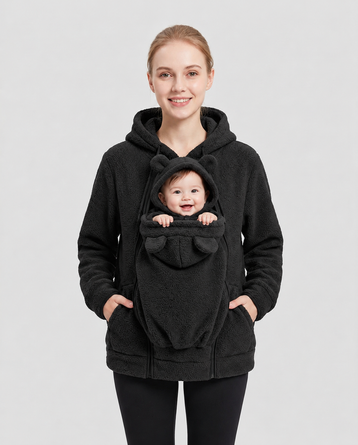 Cozy Wear Plush Fleece Mama & Baby Carrier Hoodie