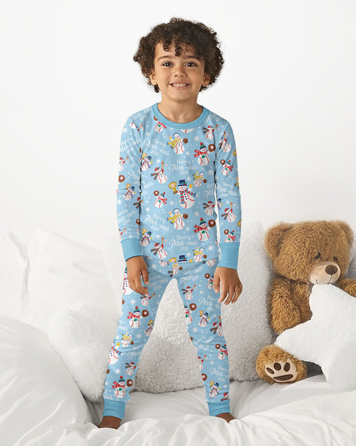 Baseball Christmas Non-custom version Bamboo Two Piece Long Sleeve Pajama Set