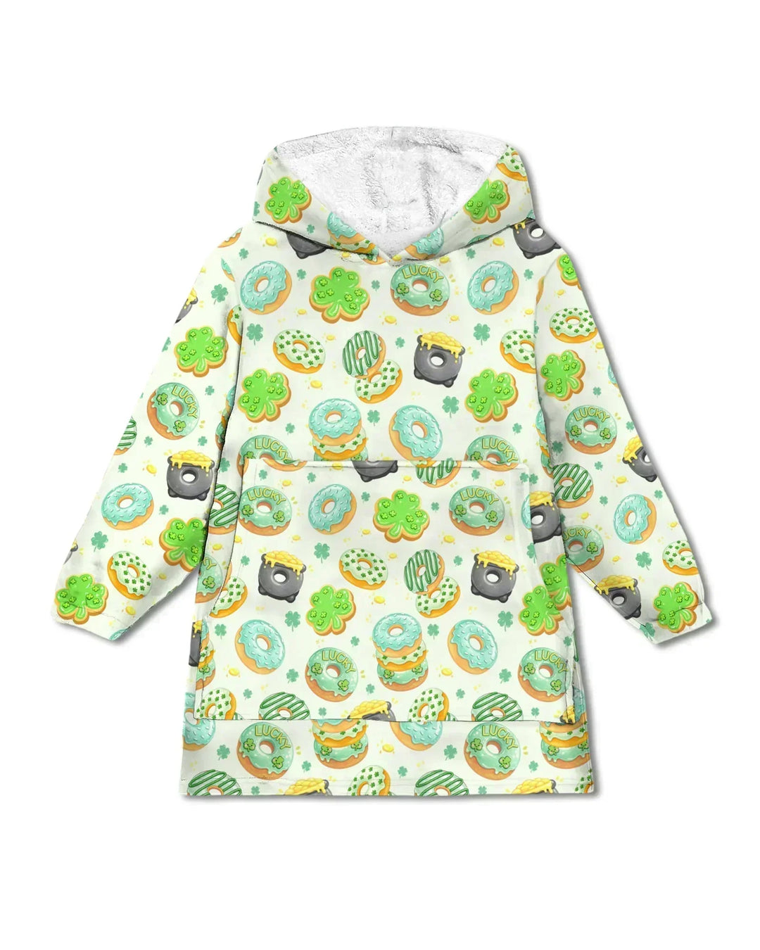 St. Patrick's Day Donut Wearable Bamboo Blanket Hoodie