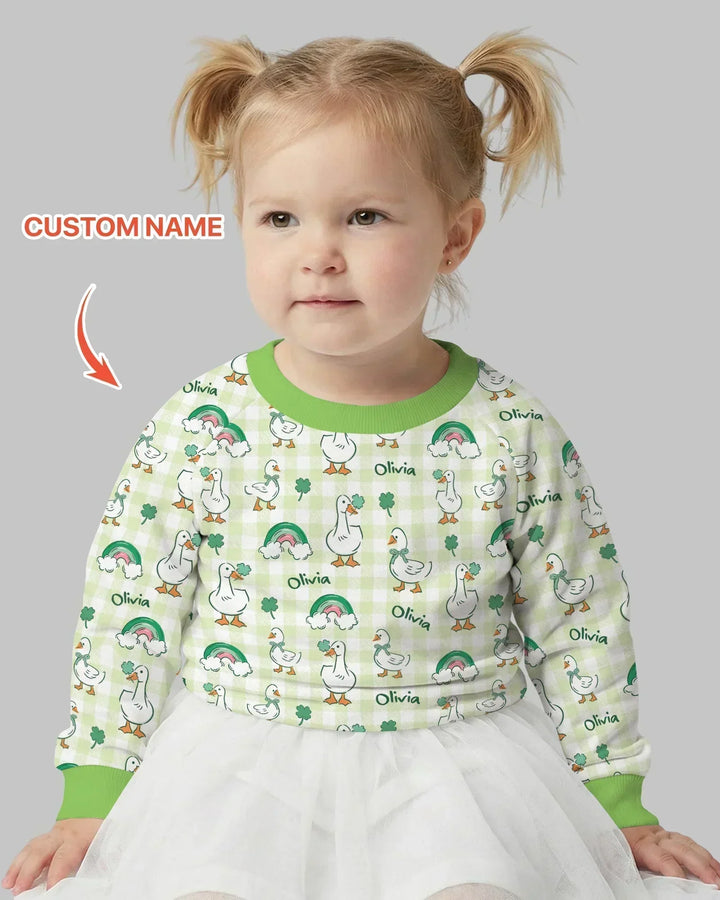 Personalisiertes Lucky Ducks Bambus Sweatshirt mit Rundhalsausschnitt