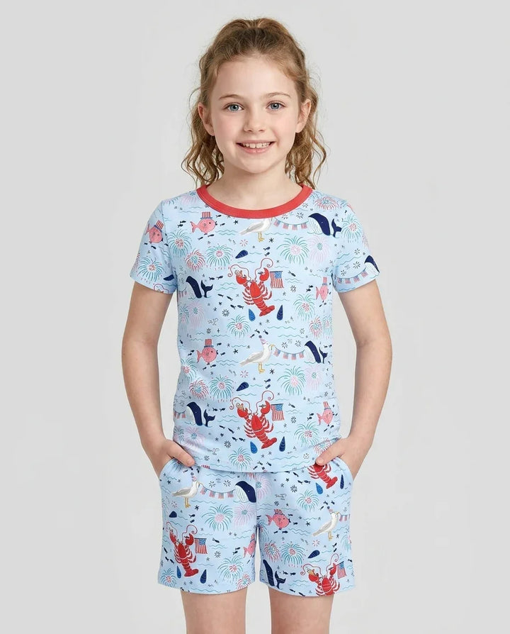 Schlafanzug-Set zweiteilig, kurze Ärmel, kurze Hose, Bambus