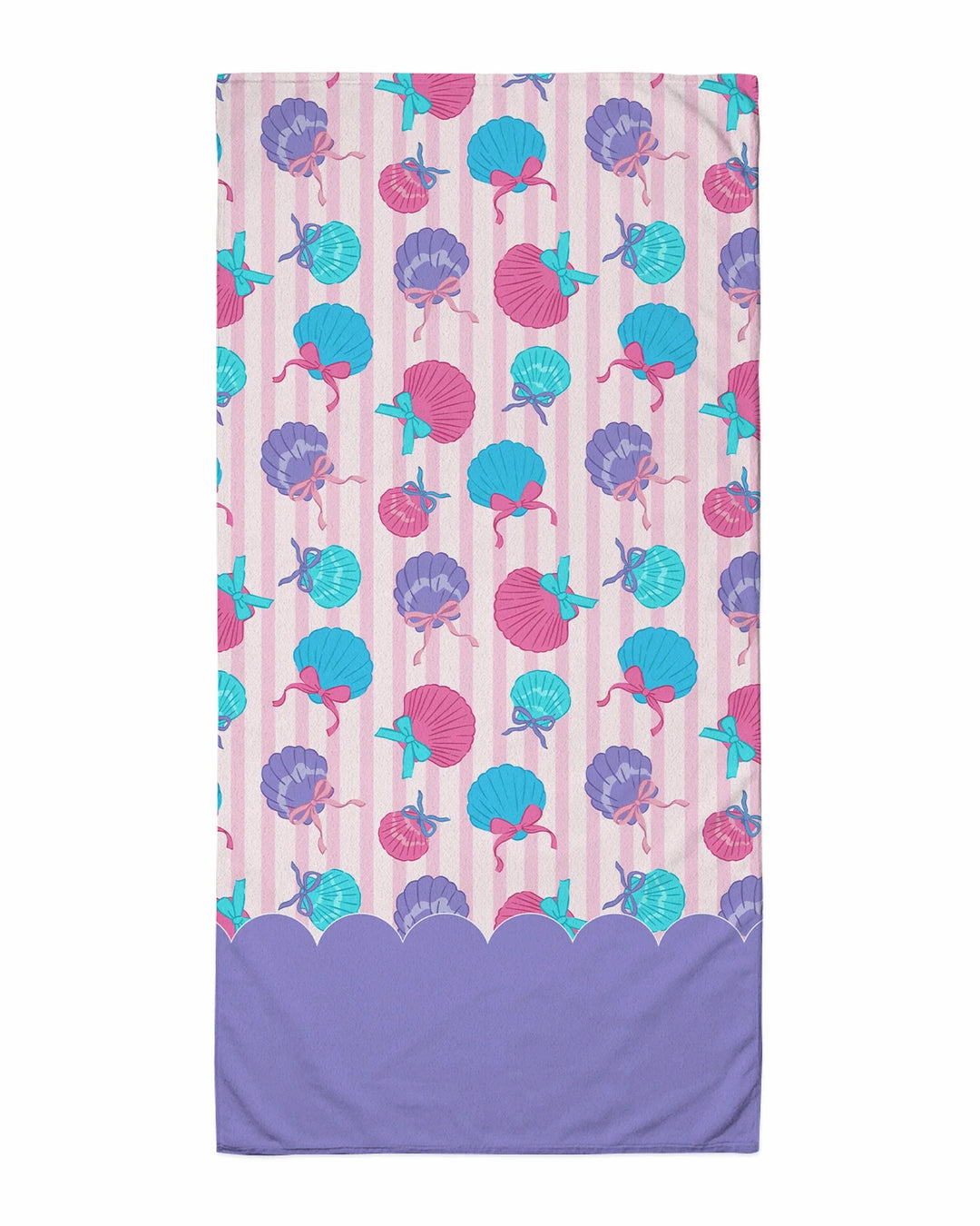 Seashell Dreams Stripe Bamboo Beach Towel