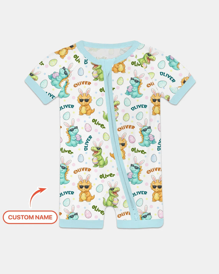 Custom Name Dinosaur on the Hunt Bamboo Shorty Zippy