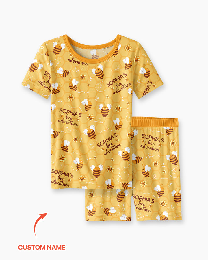 Schlafanzug-Set zweiteilig, kurze Ärmel, kurze Hose, Bambus