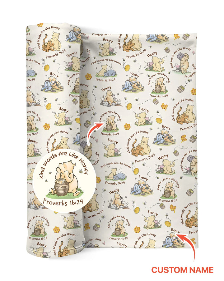 Kind Words Are Like Honey Custom Name swaddle blanket