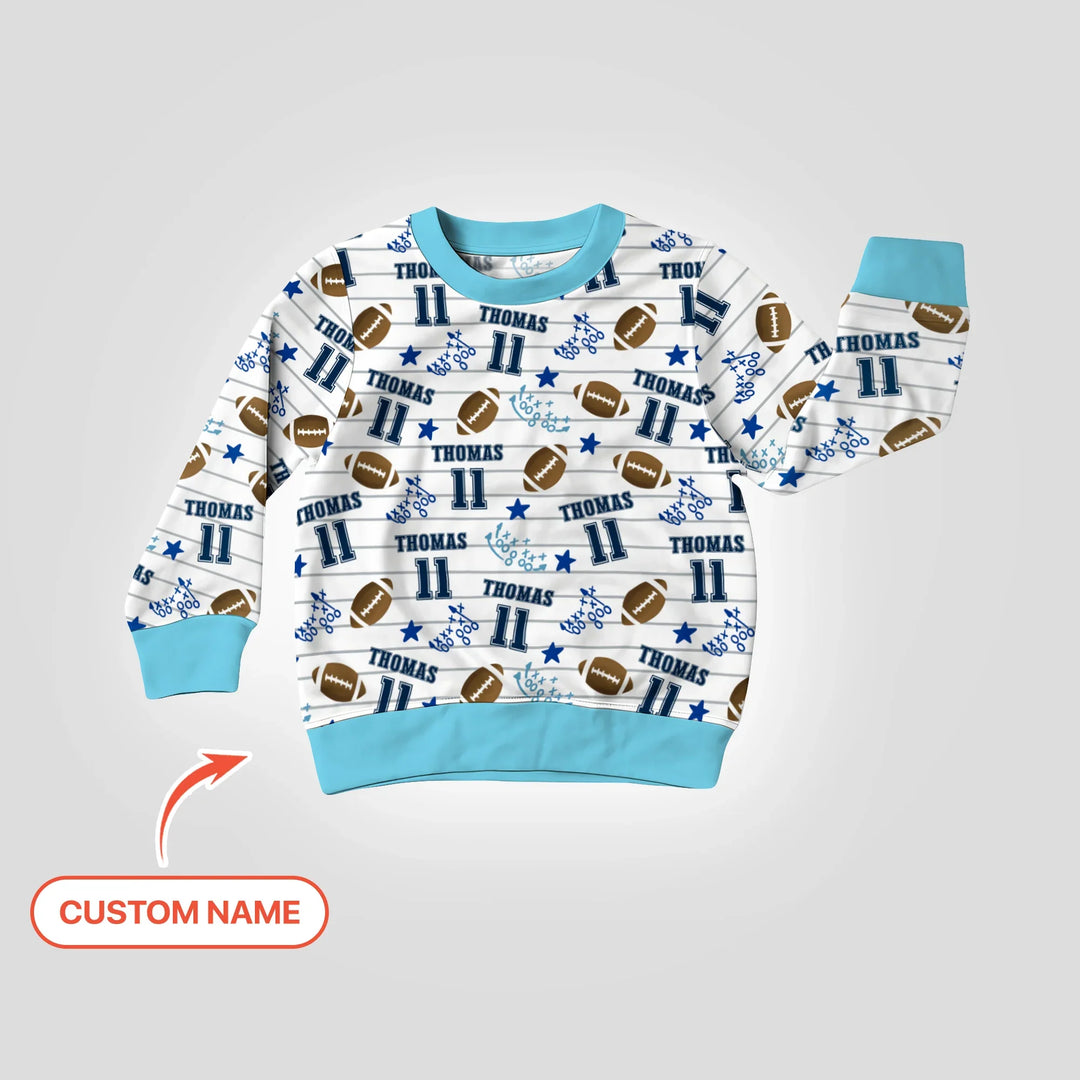Personalisiertes Football Time Bambus Rundhals-Sweatshirt