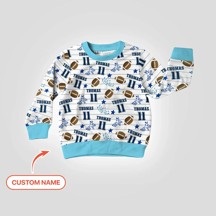Personalisiertes Football Time Bambus Rundhals-Sweatshirt