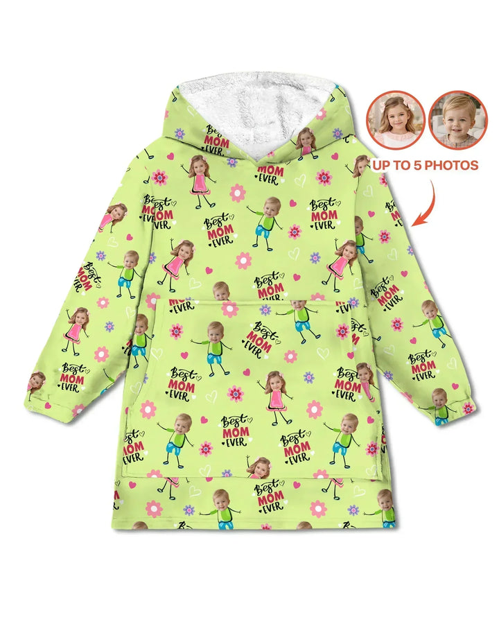 Personalisierbarer Foto "Beste Mama aller Zeiten" Doodle Bambus-Decken-Hoodie