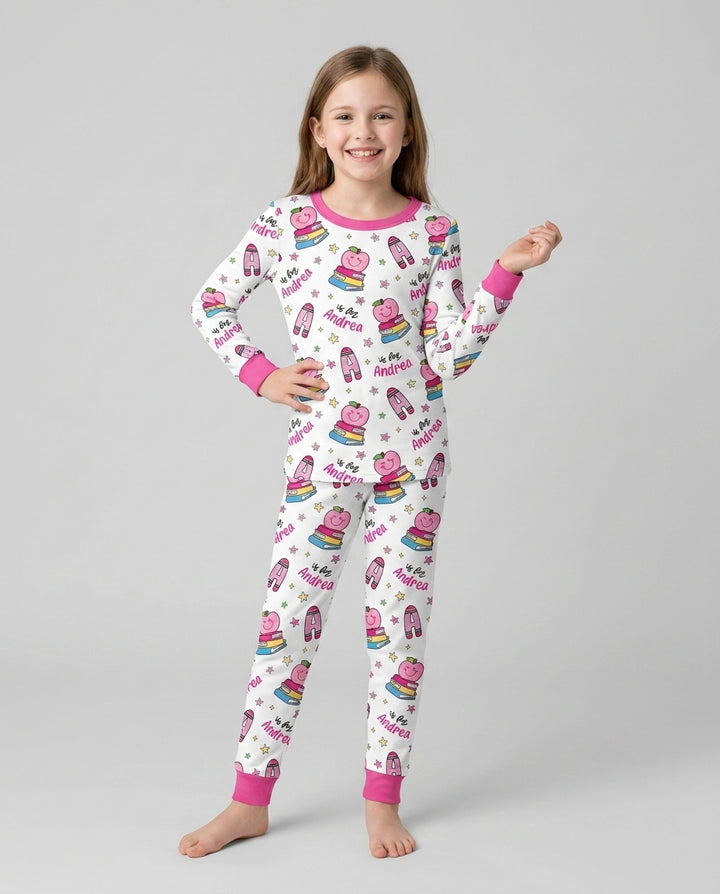 Zweiteiliges Langarm-Pyjama-Set mit Sommerfrüchten