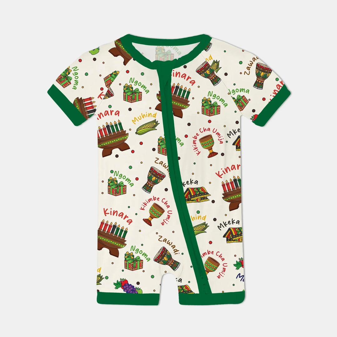 Happy Kwanzaa Family Matching Bamboo Shorty Zippy