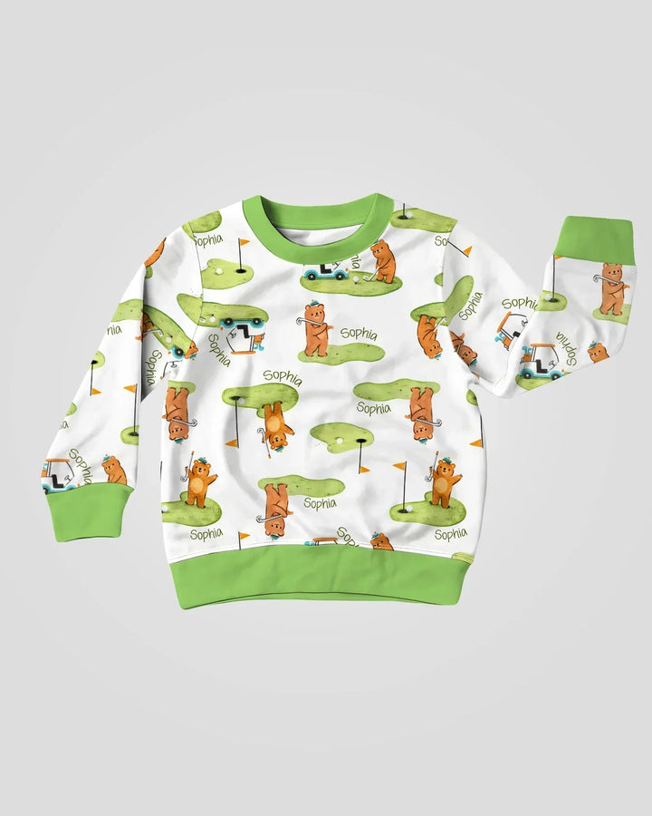 Custom Name Little Bear Golf Club Bamboo Crewneck Sweatshirt