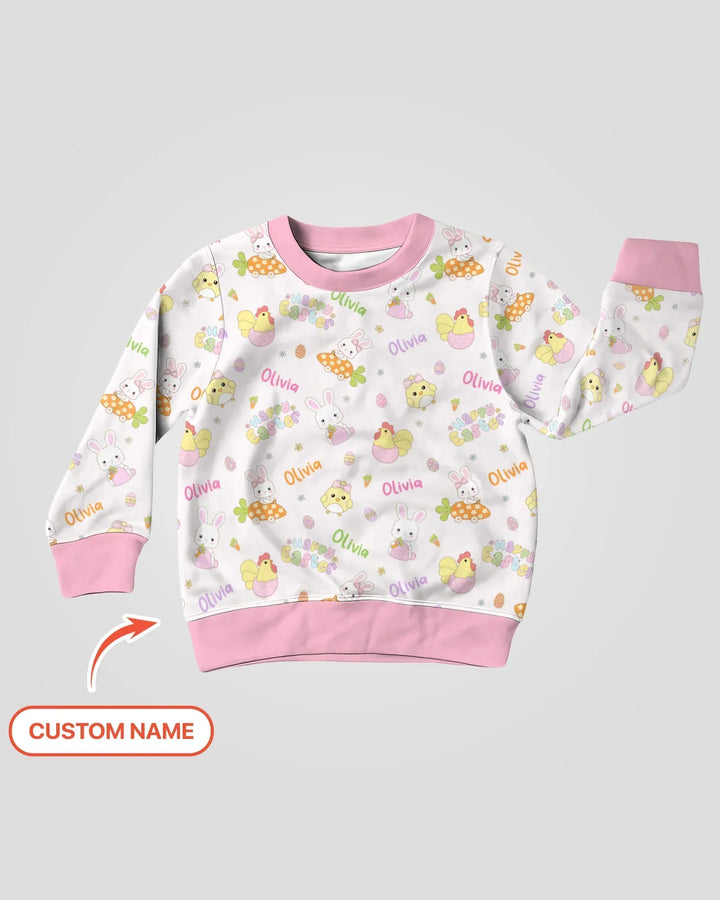 Custom name Happy Easter Bamboo Crewneck Sweatshirt