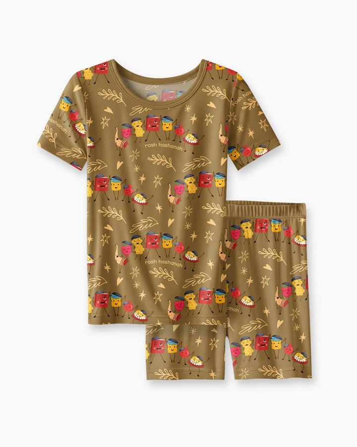 Schlafanzug-Set zweiteilig, kurze Ärmel, kurze Hose, Bambus