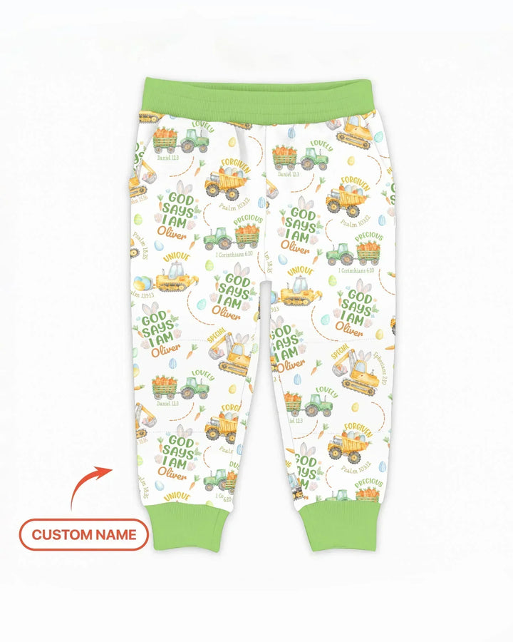Happy Easter God Says I Am Custom Name Bamboo Jogger