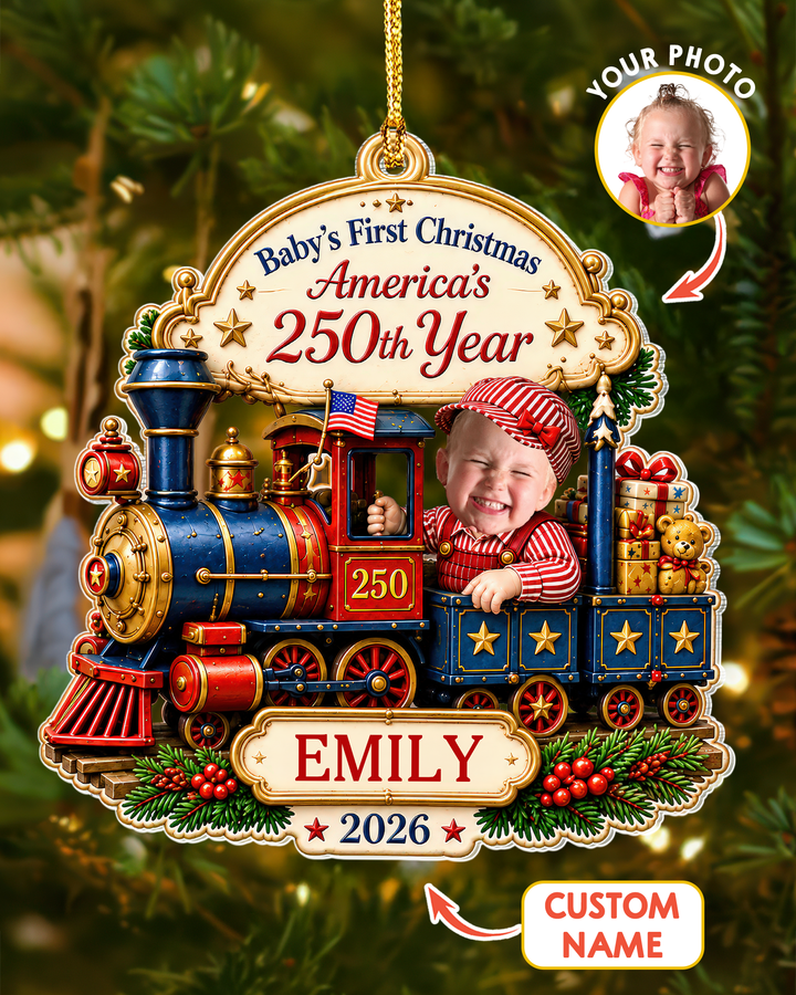 Christmas Train Baby Acrylic Ornament