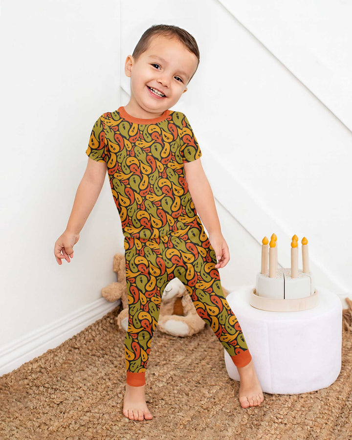 Retro Haunts & Happy Boos Bamboo Two Piece Short Sleeve Pajama Set