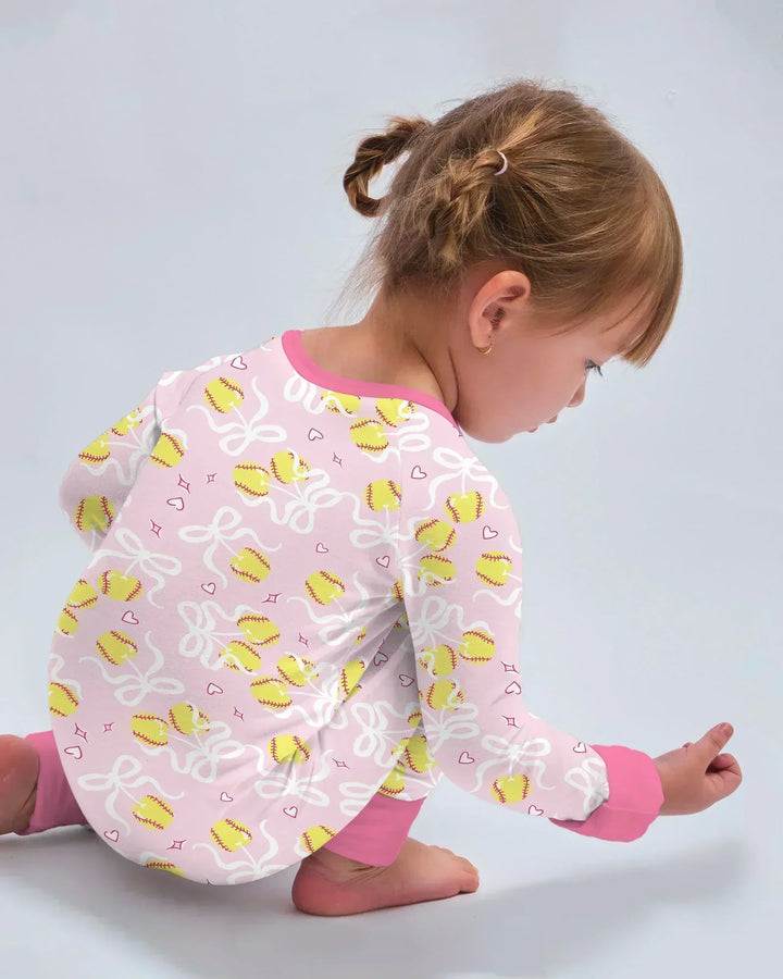 Softball Cherry Mom And Girl Matching Bamboo Convertible Zippy