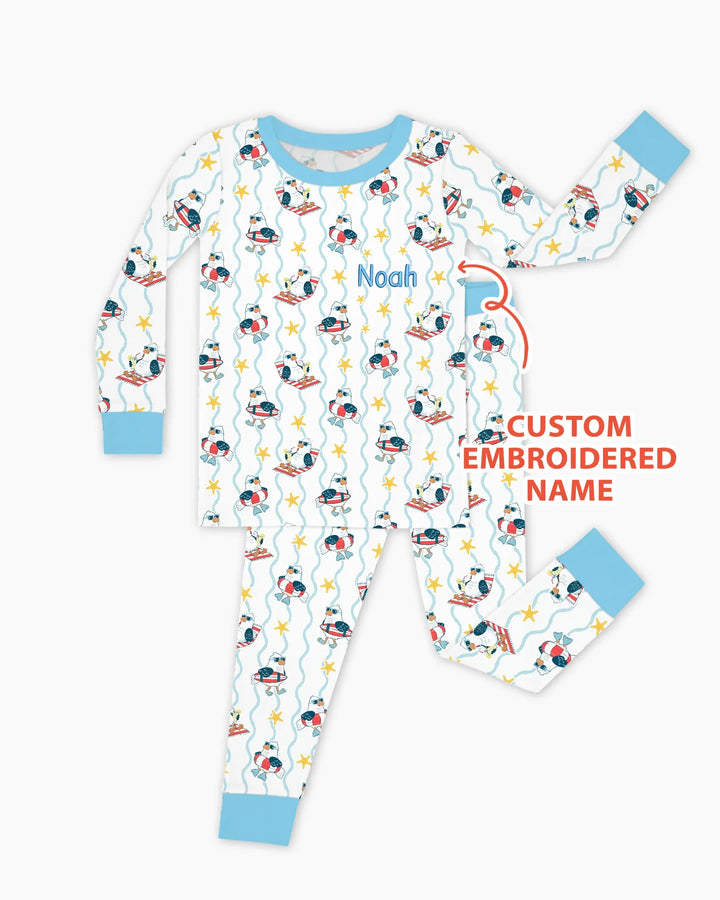 Zweiteiliges Langarm-Pyjama-Set mit Sommerfrüchten