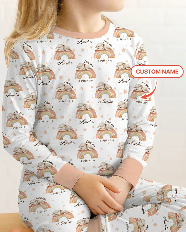 Zweiteiliges Langarm-Pyjama-Set mit Sommerfrüchten