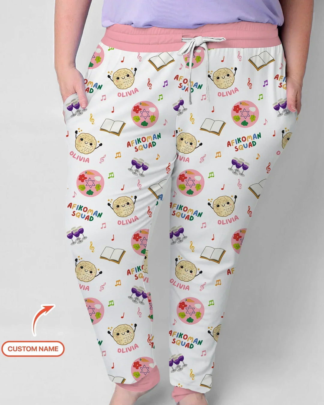 Benutzerdefinierter Name Pessach Afikoman Squad Bambus Damen Pyjama Set