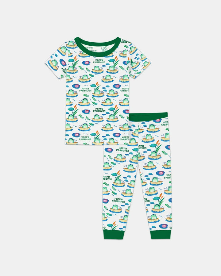 Hoppy Passover Family Matching Bamboo Two Piece Short Sleeve Pajama Set