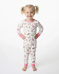 Pink Girly Soccer Coquette Bamboo Two Piece Long Sleeve Pajama Set