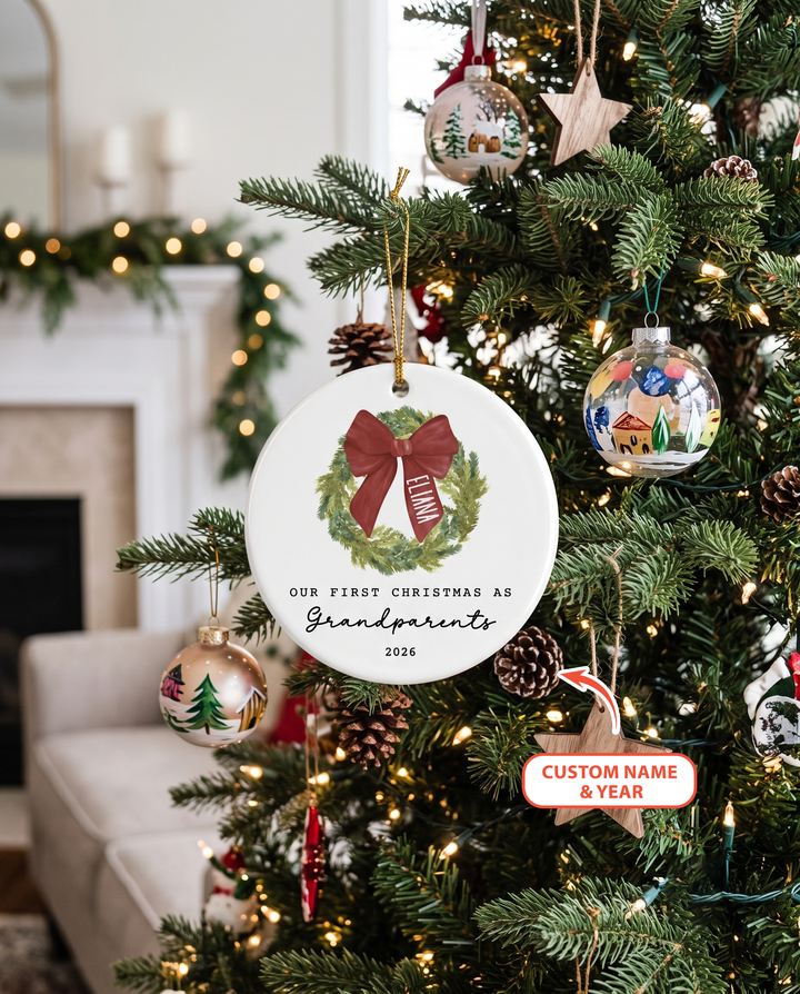 First Christmas As Grandparents Ceramic Ornament