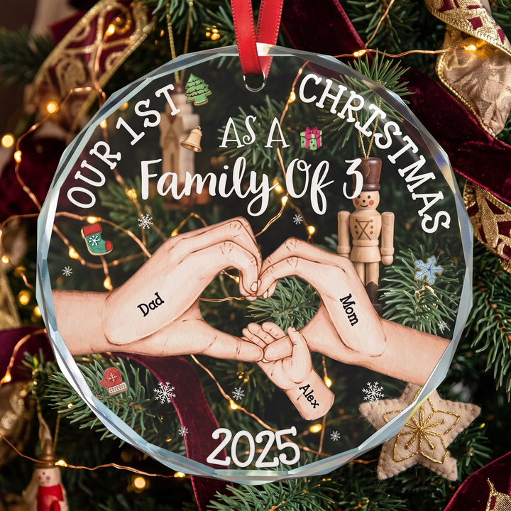 Our 1st Christmas As A Family Of 3 Glass Ornament