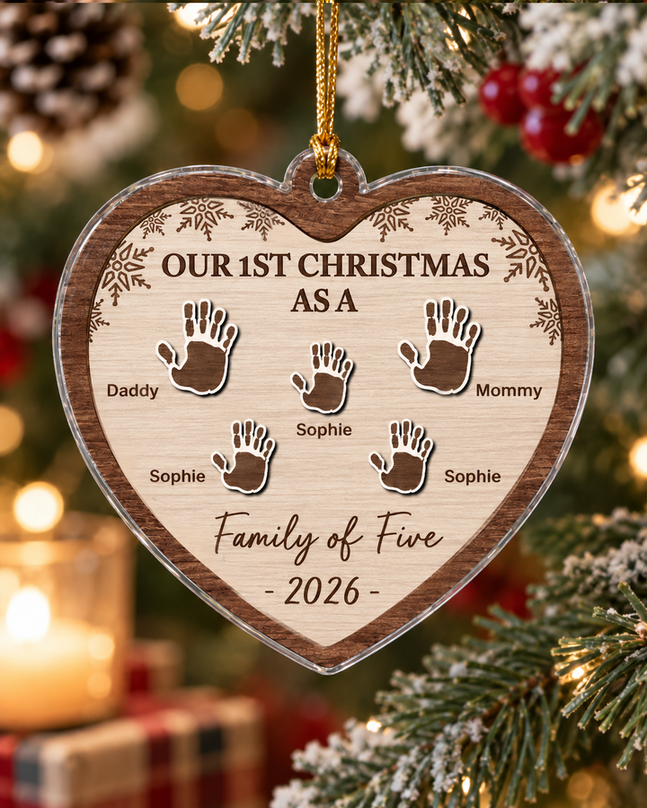 Our 1st Christmas Family Personalized 1-Side Photo Acrylic Ornament