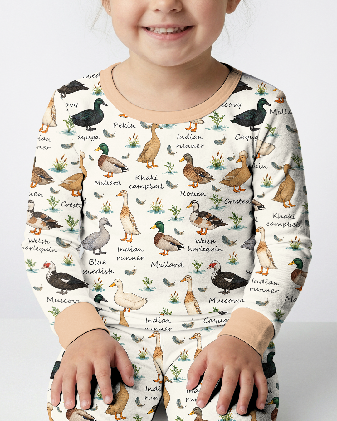 Farm Duck Species Bamboo Two Piece Long Sleeve Pajama Set