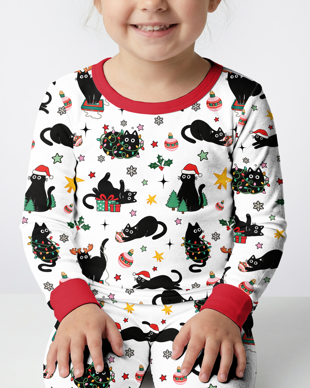 Christmas Black Cats Bamboo Two Piece Long Sleeve Pajama Set