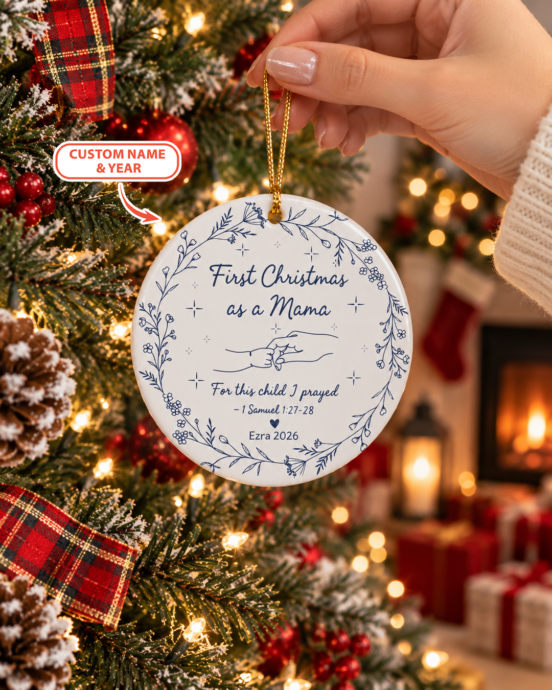 Christian First Christmas Mama Ceramic Ornament
