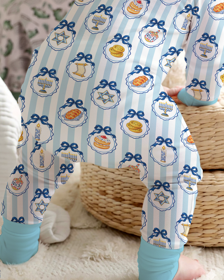 Hanukkah Bows & Blessings Mommy & Me Matching Bamboo Convertible Zippy