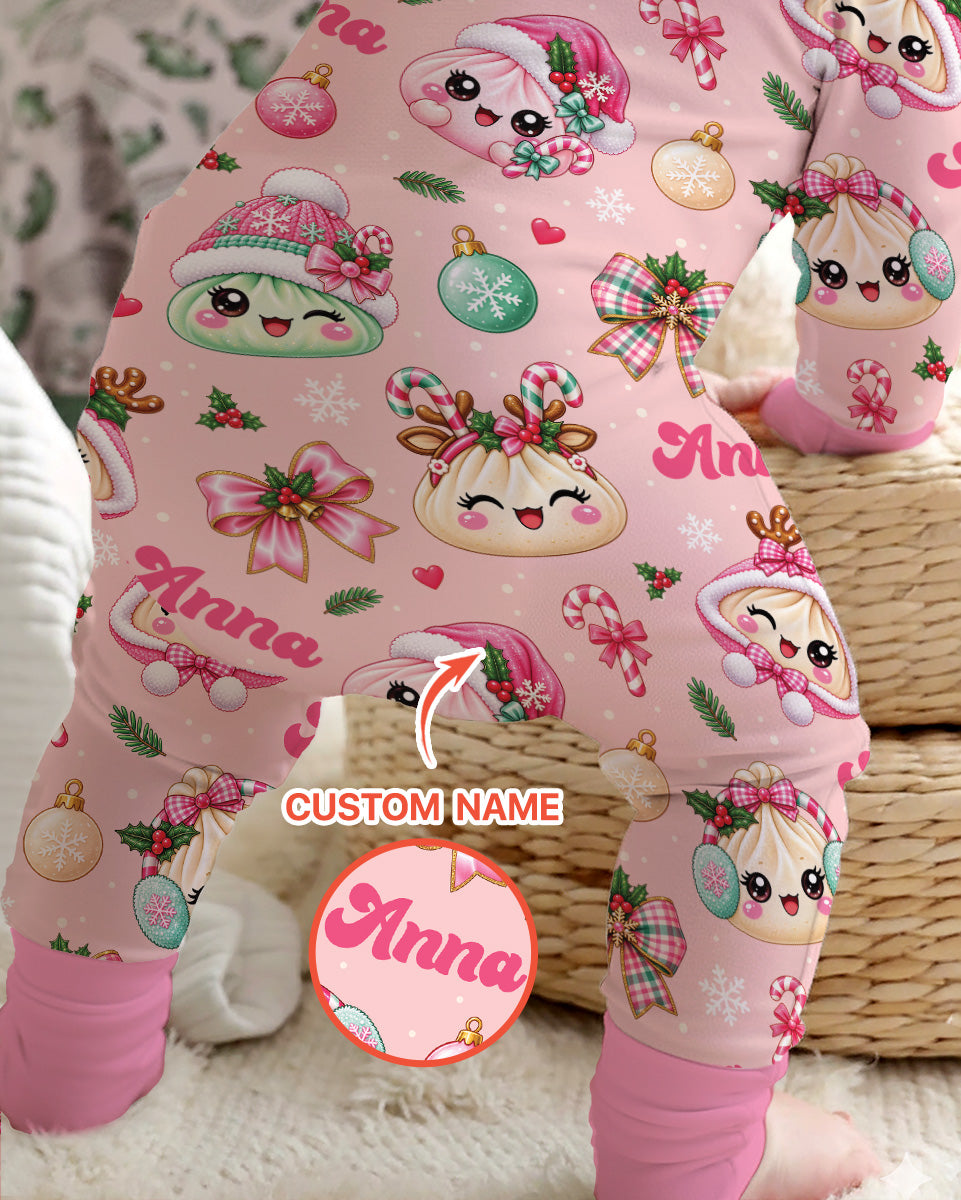 Custom Name Kawaii Christmas Dumpling Bamboo Convertible Zippy